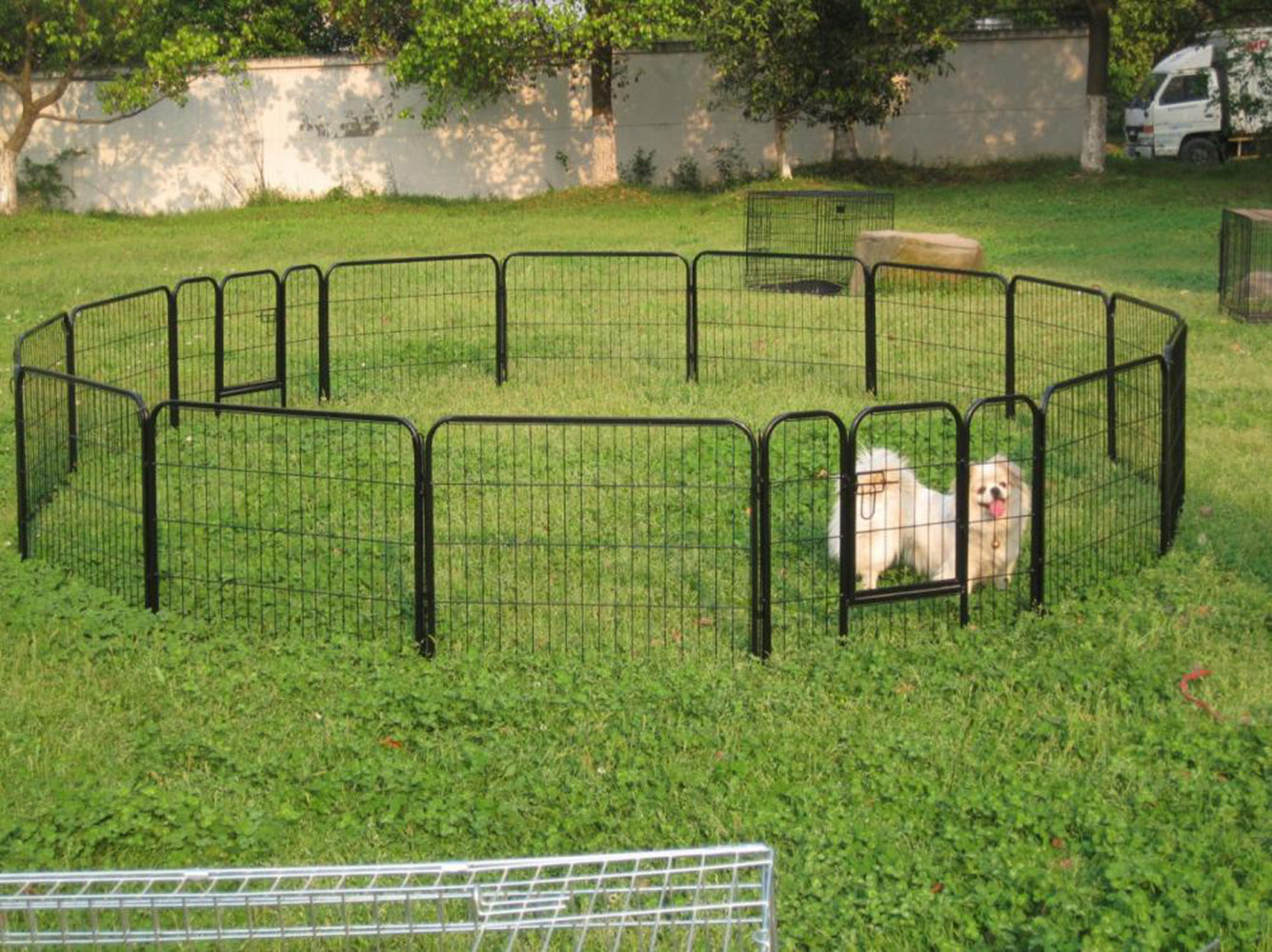 Dog Playpen 8 Panel Foldable Dog Pen Indoor/Outdoor Puppy Pen Pet Playpen for Large Dogs Heavy Duty Metal Exercise Fence for Small Animals with Door for Garden Play Yard 23.6