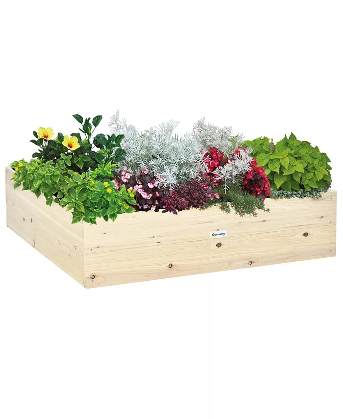 Outsunny Raised Garden Bed No Bottom Wooden Planter Box For Vegetables