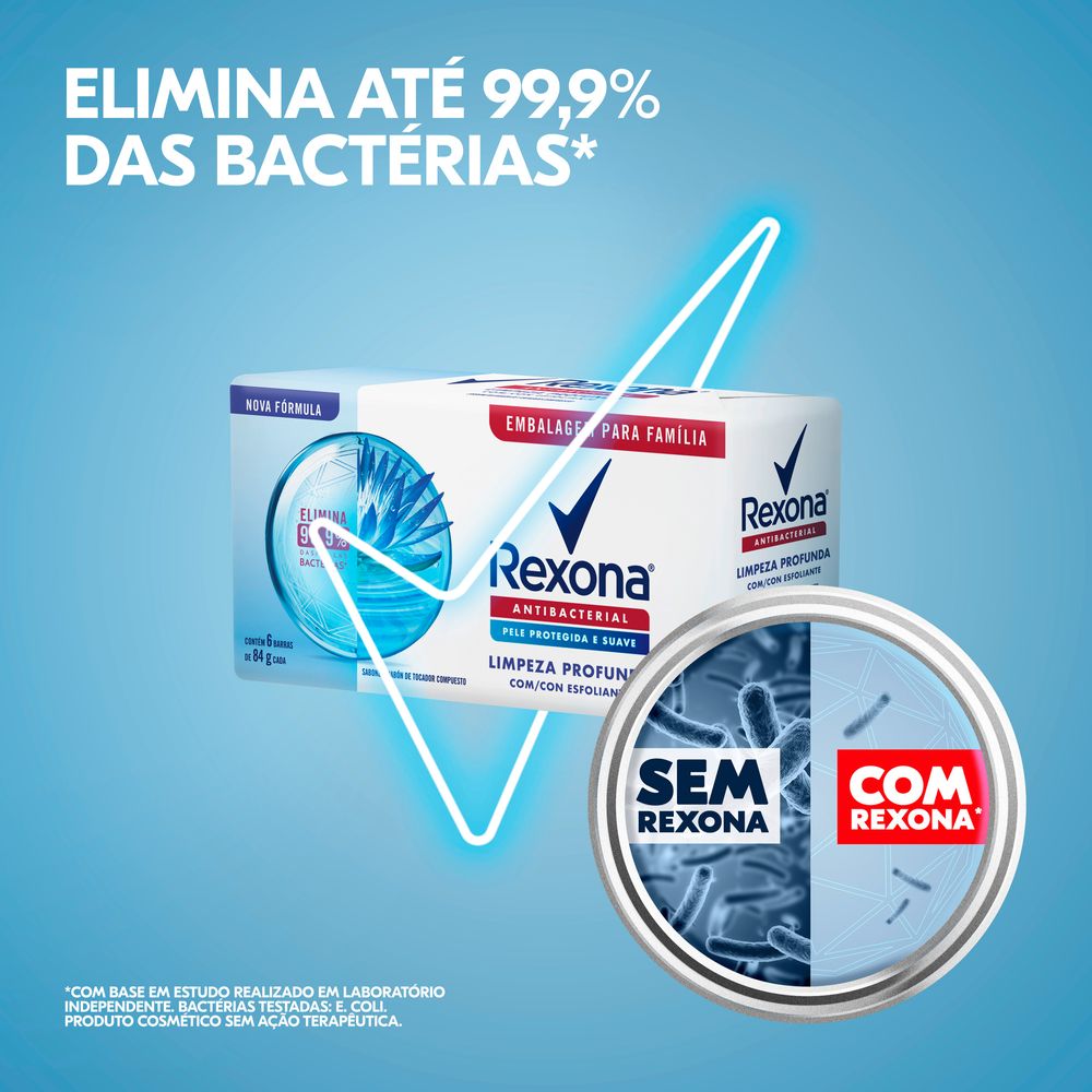 Pack Sabonete em Barra Antibacterial Rexona Limpeza Profunda Envoltorio 6 Unidades 84 g Cada Leve Mais Pague Menos