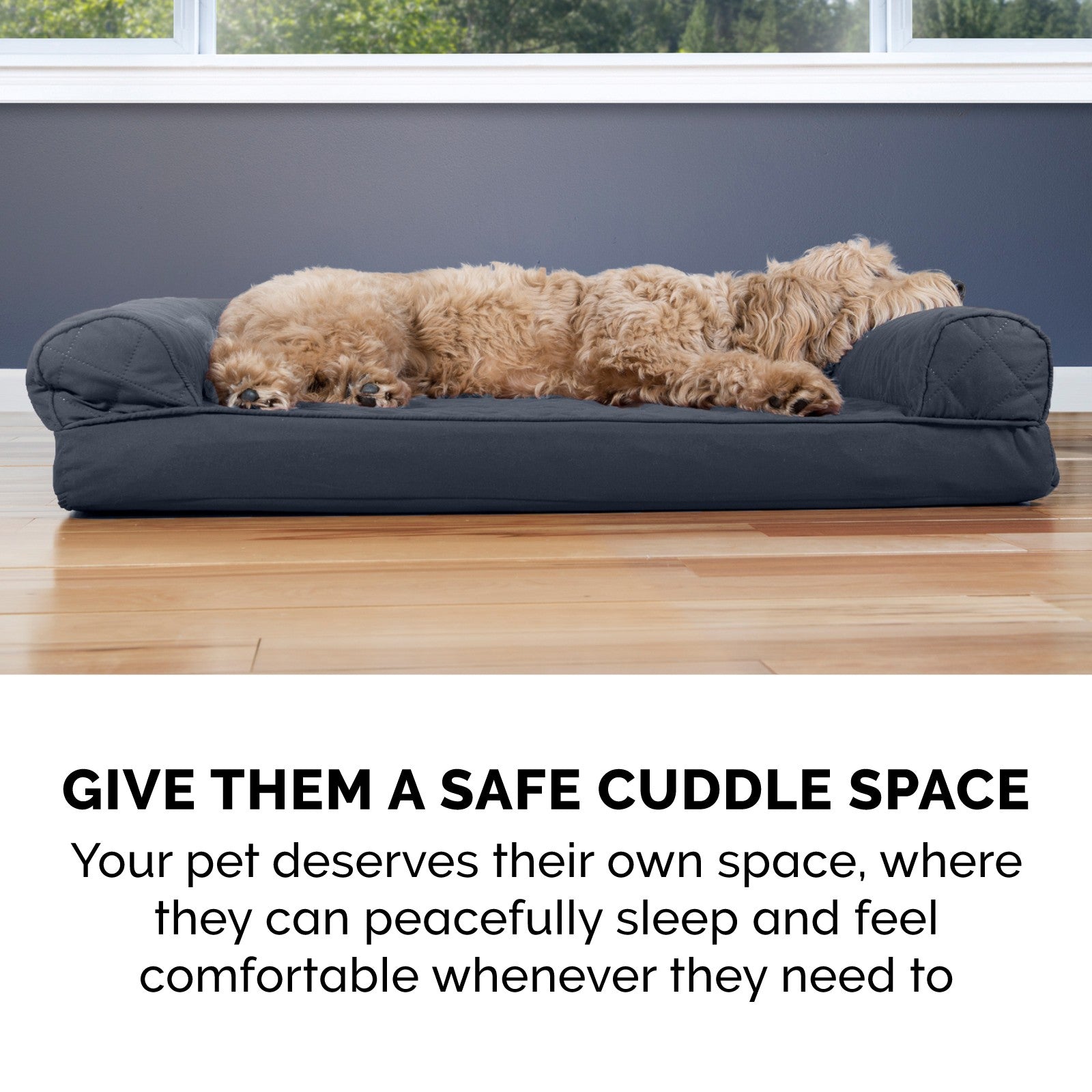 FurHaven | Orthopedic Quilted Sofa Pet Bed for Dogs and Cats， Iron Gray， Medium