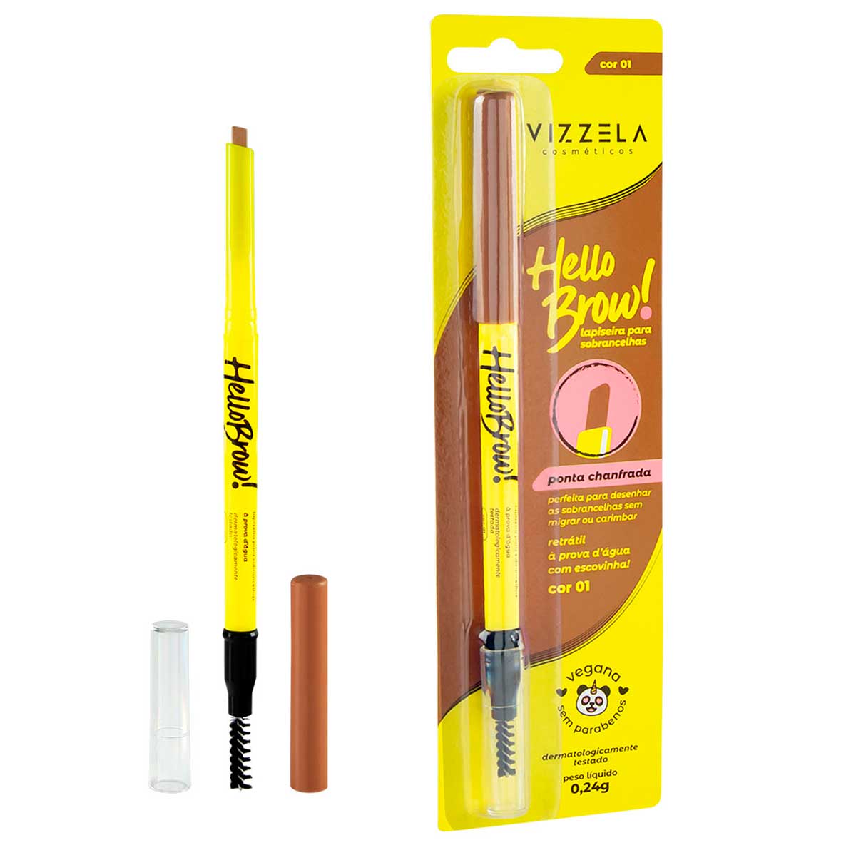 Lapiseira de Olho Vizzela Cosmeticos Marrom Claro Tradicional Hello Brow 8,7g