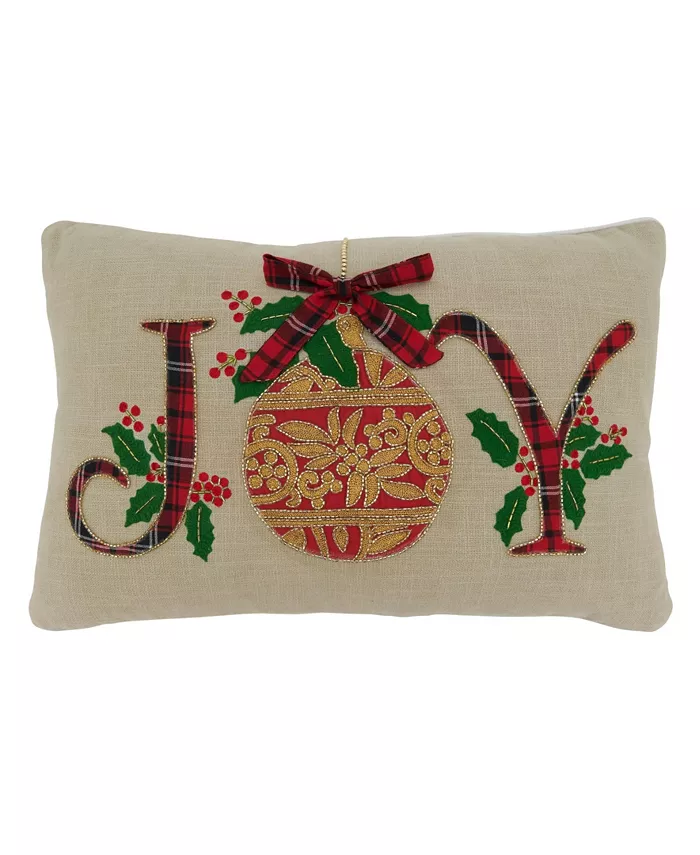 Saro Lifestyle Joy Holly and Ivy Decorative Pillow， 14