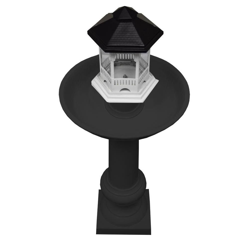 Oakland Living Black Aluminum Planter Birdbath JOJO-BB-BF-BLACK