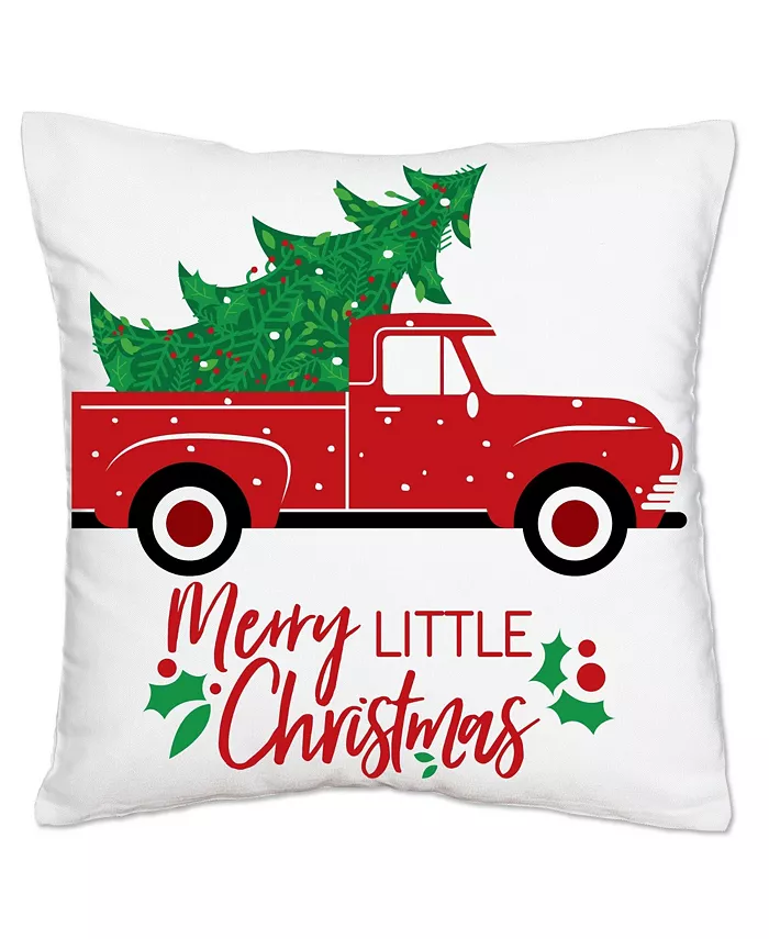 Big Dot of Happiness Merry Little Christmas Tree - Decor Cushion Case Throw Pillow Cover - 16 x 16 In