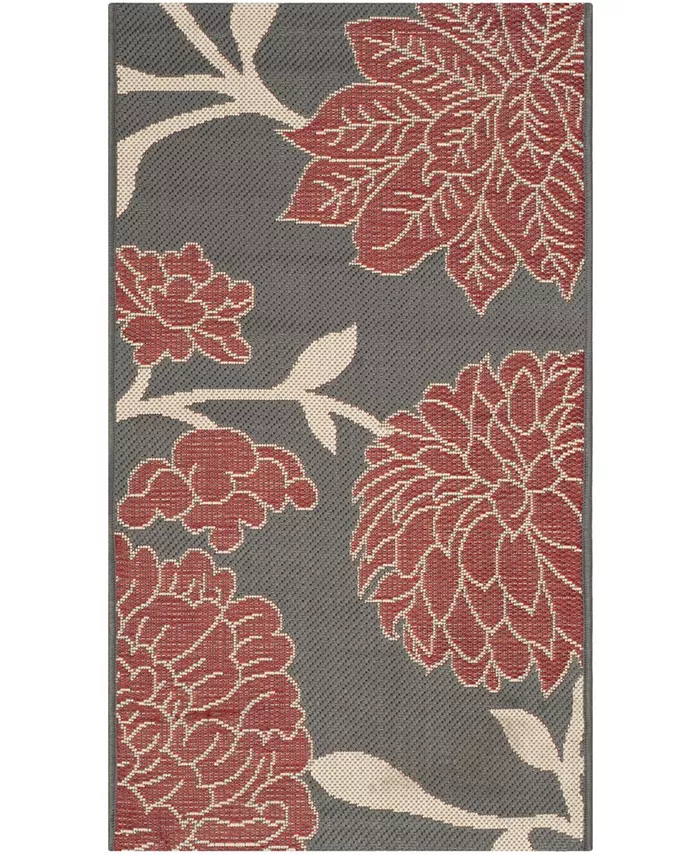 Safavieh Courtyard Anthracite and Red 2' x 3'7