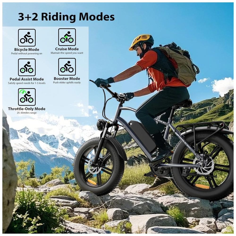 Bicicleta Elétrica para Adultos 1000W de Pico, Até 25MPH, Bateria Removível de 48V15AH, Bicicleta Elétrica com Alcance de 38 Milhas e Pneu