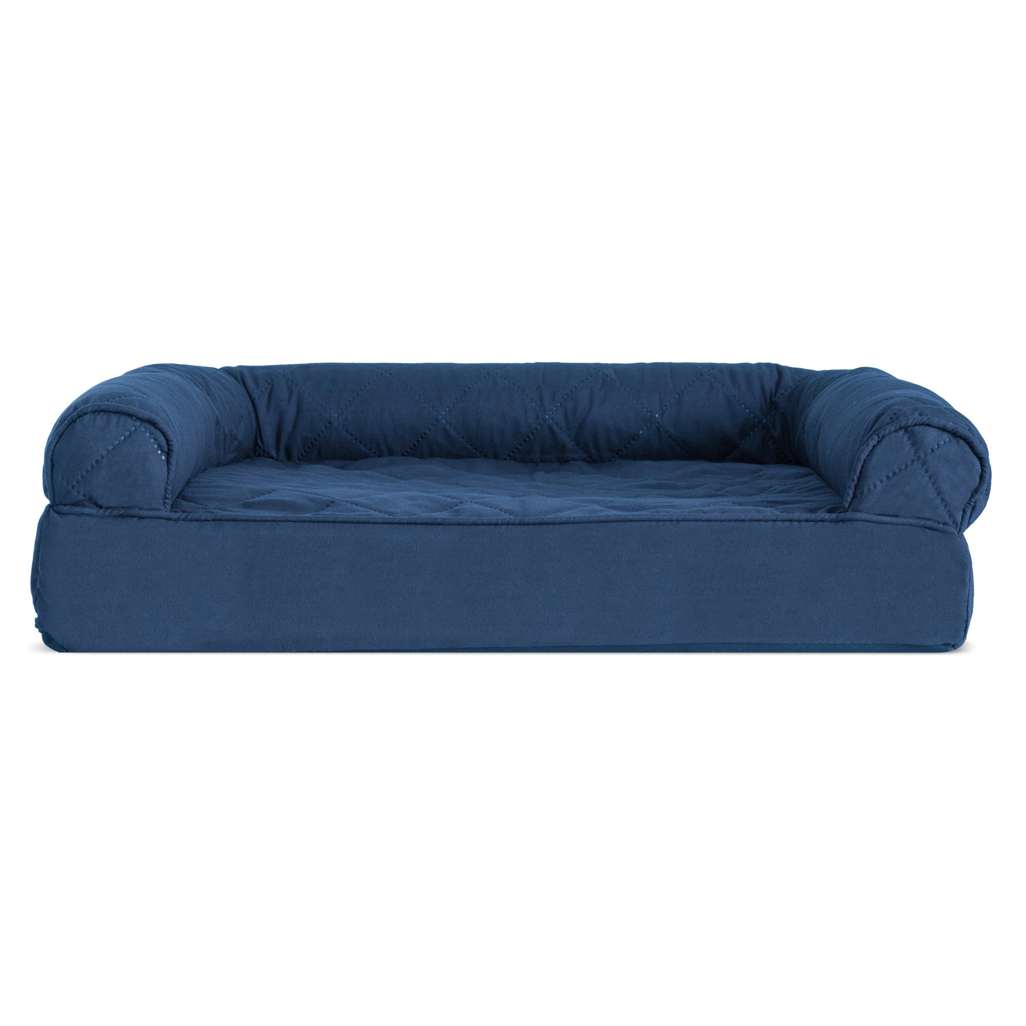 FurHaven Pet Products | Full Support Orthopedic Quilted Sofa Pet Bed for Dogs and Cats - Navy， Small