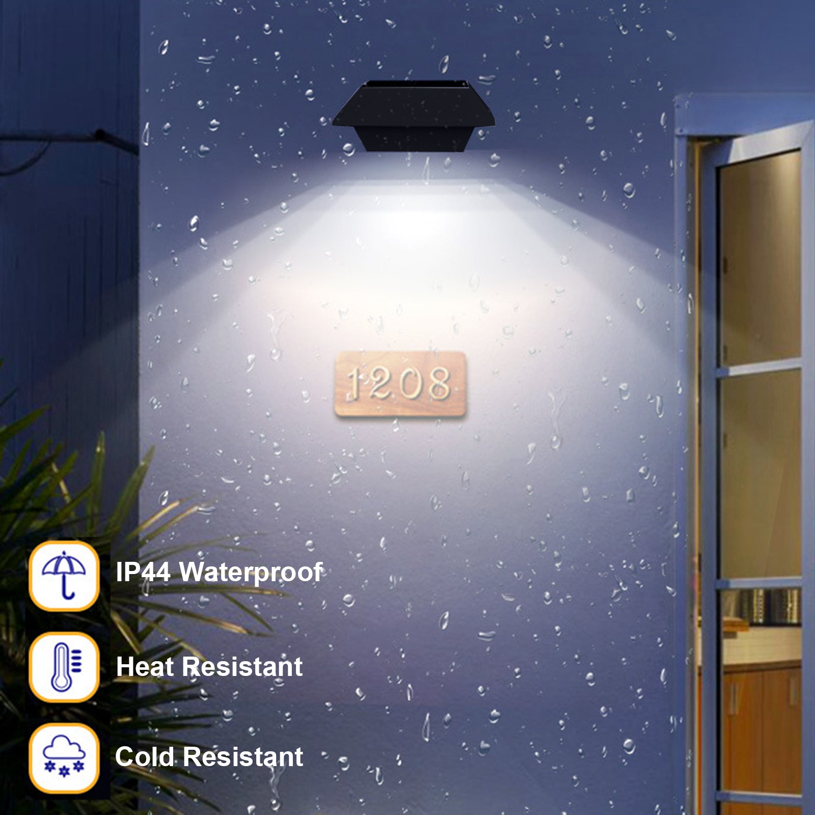 Walmeck Solar Waterproof Wall Light Outdoor Courtyard Decoration LEDs Solar Powered Landscape  Lamp