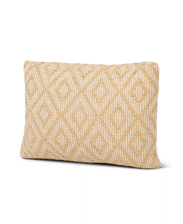 Anaya Home Yellow Diamond Woven Down Lumbar Pillow
