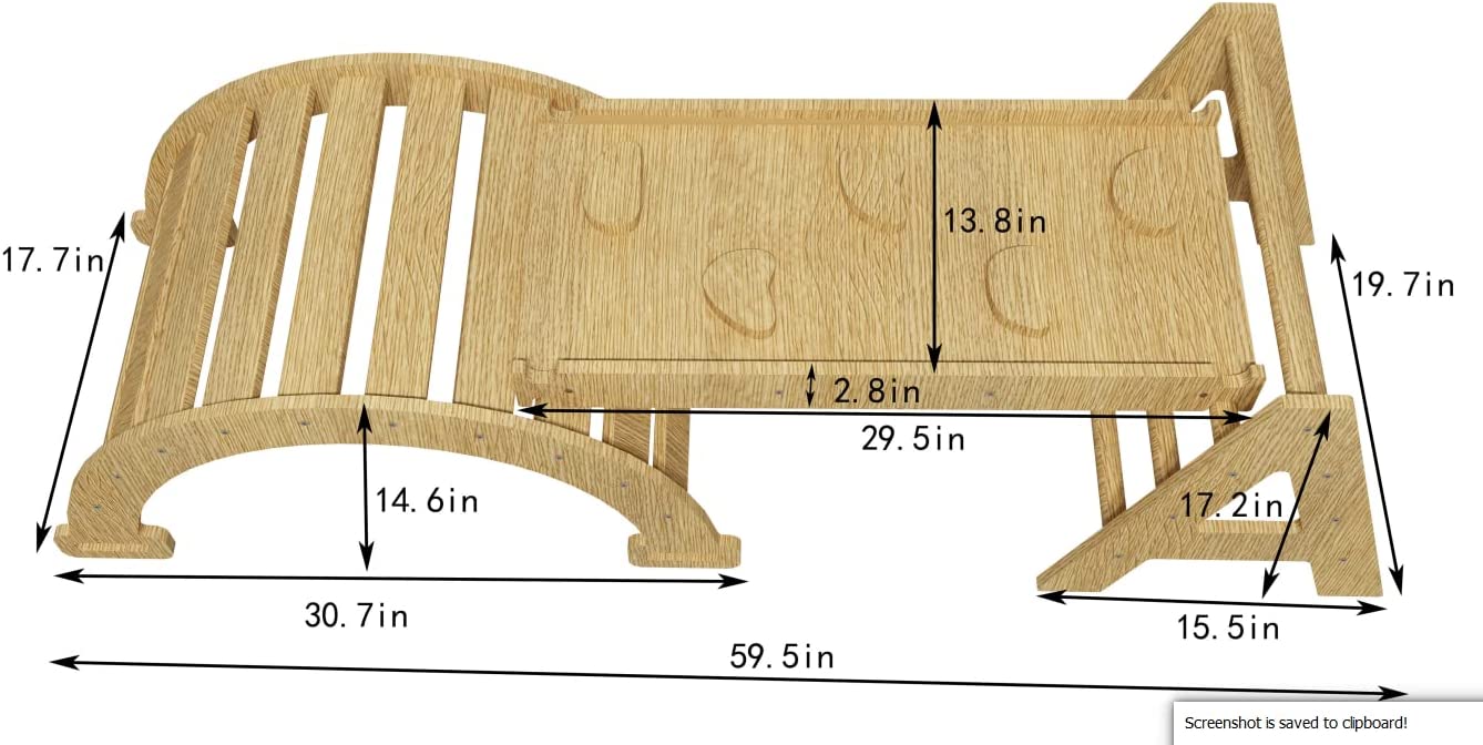 Avenlur MAPLE Montessori Waldorf Style Indoor Gym 5-in-1 Playset Foldable Triangle Ladder， Rock Climbing Ramp， Arch Climber， Slide， Rocker， Children Play Set Structure Playground Toddlers， Kids 1-6yrs