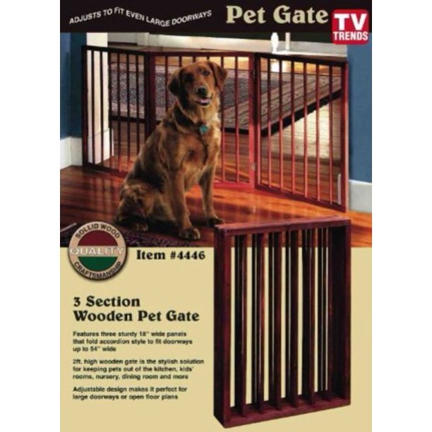 Folding Wood Pet Gate- 3 Sections