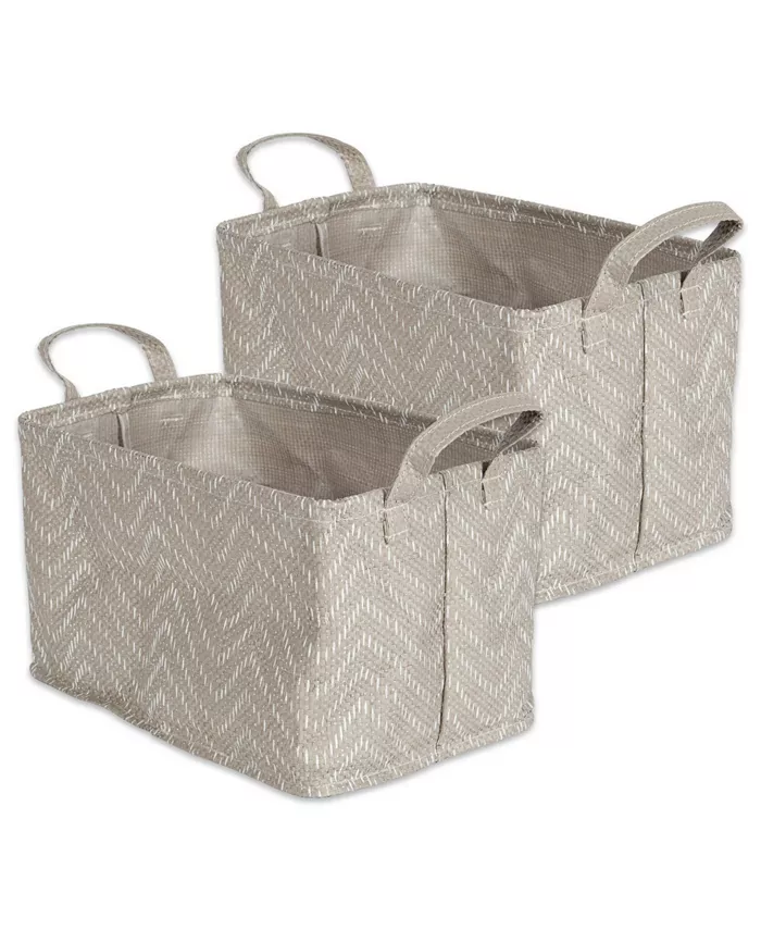 Design Imports Polyethylene Coated Woven Paper Laundry Bin Tribal Chevron Stone Rectangle Small Set of 2