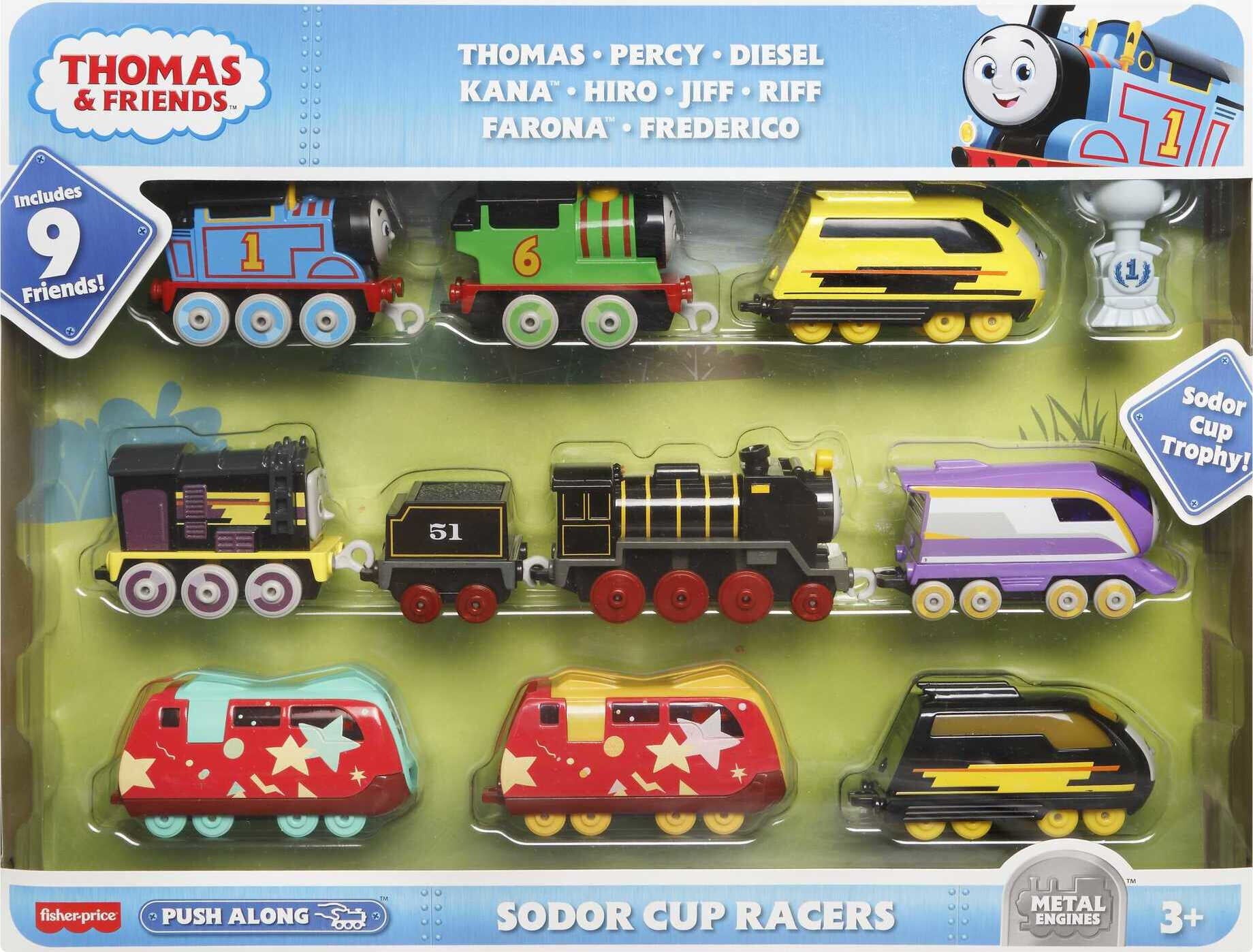 Thomas and Friends Sodor Cup Racers 9-Pack of Diecast Push-Along Toy Train Engines Ages 3+Y