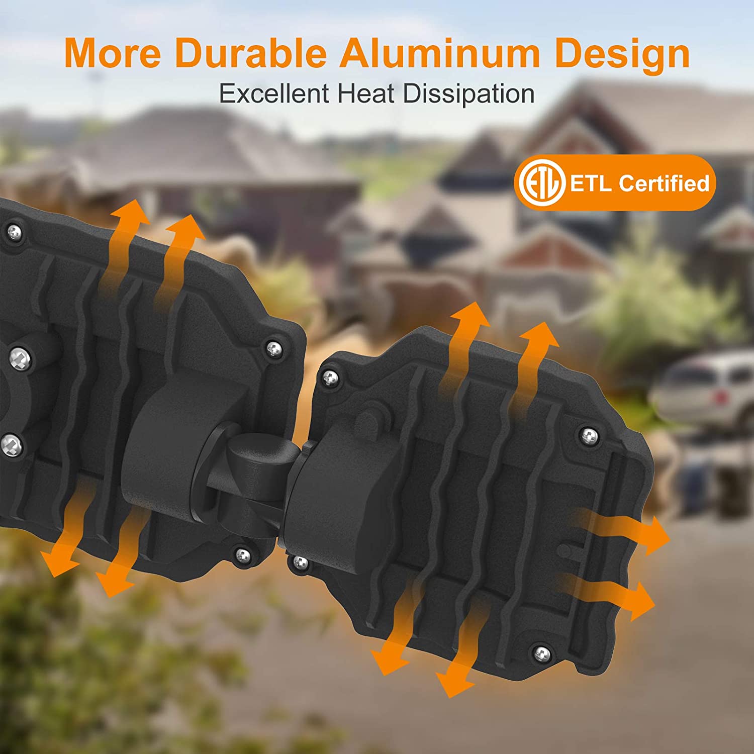 LEPOWER 4500LM LED Flood Light Outdoor， Switch Controlled LED Security Light， 45W Exterior Outdoor Light， 5000K， ETL Certificated， 3 Adjustable Heads IP65 Waterproof for Garage， Yard， Porch， Black