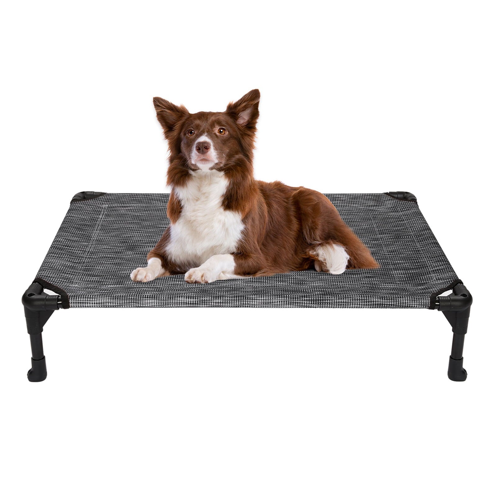 Veehoo Cooling Elevated Dog Bed， Portable Raised Pet Cot with Washable Mesh， Medium， Black Silver