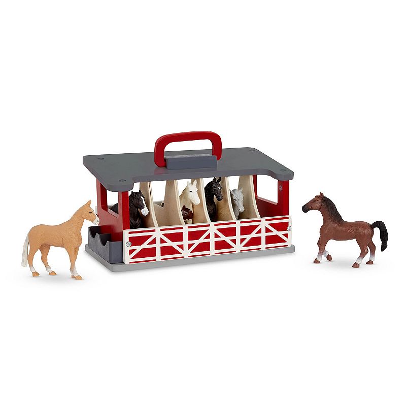 Terra by Battat Carry and Go Wooden Horse Stable Playset