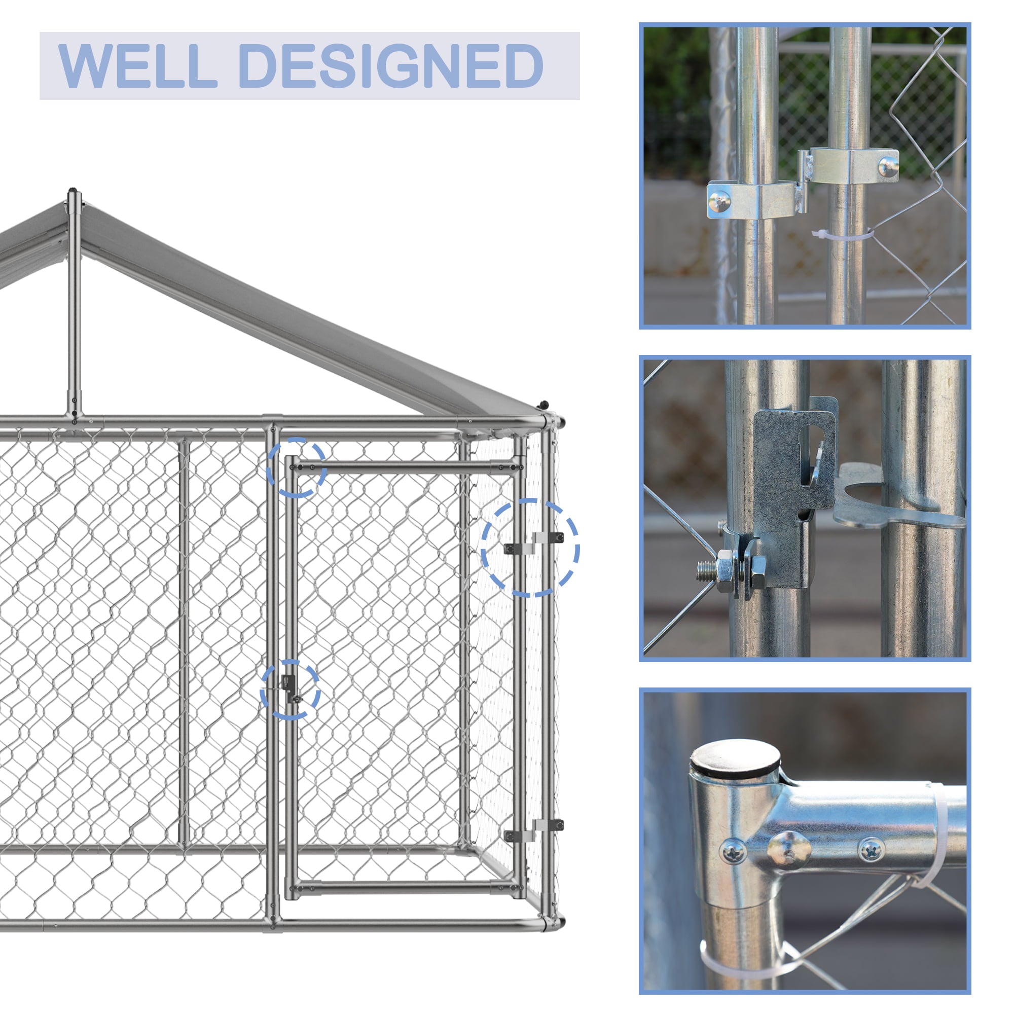 LZBEITEM 10 x 10ft Outdoor Pet Dog Run Kennel Shade Cage Enclosure Playpen w/ Cover Playpen