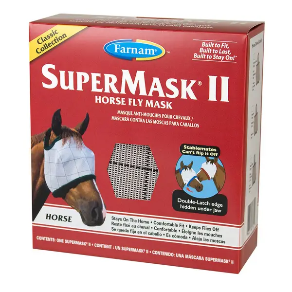 Farnam Supermask II Classic Horse Fly Mask Without Ears for Horses