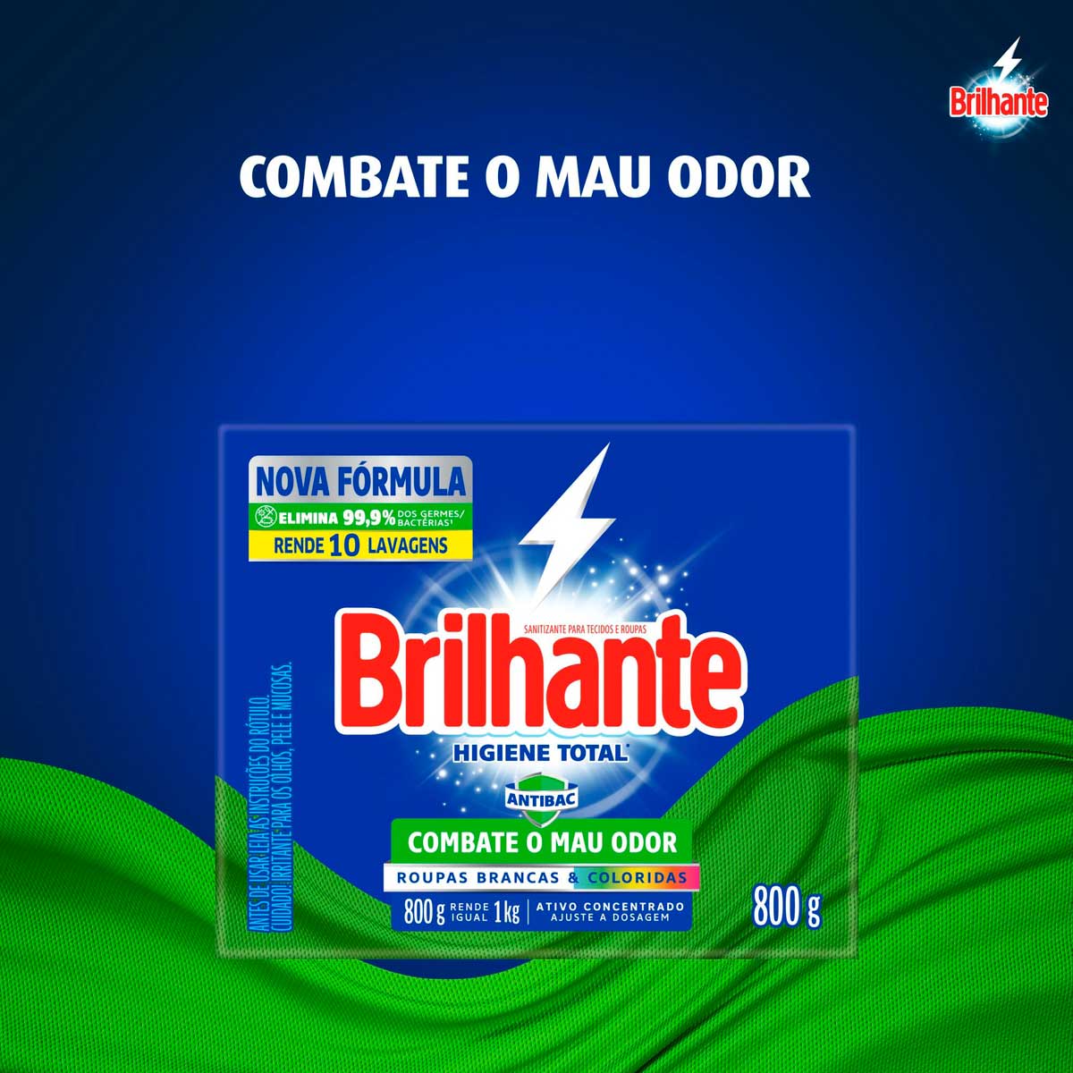 Lava-Roupas Po Roupas Brancas e Coloridas Brilhante Higiene Total Antibac Caixa 1,6kg