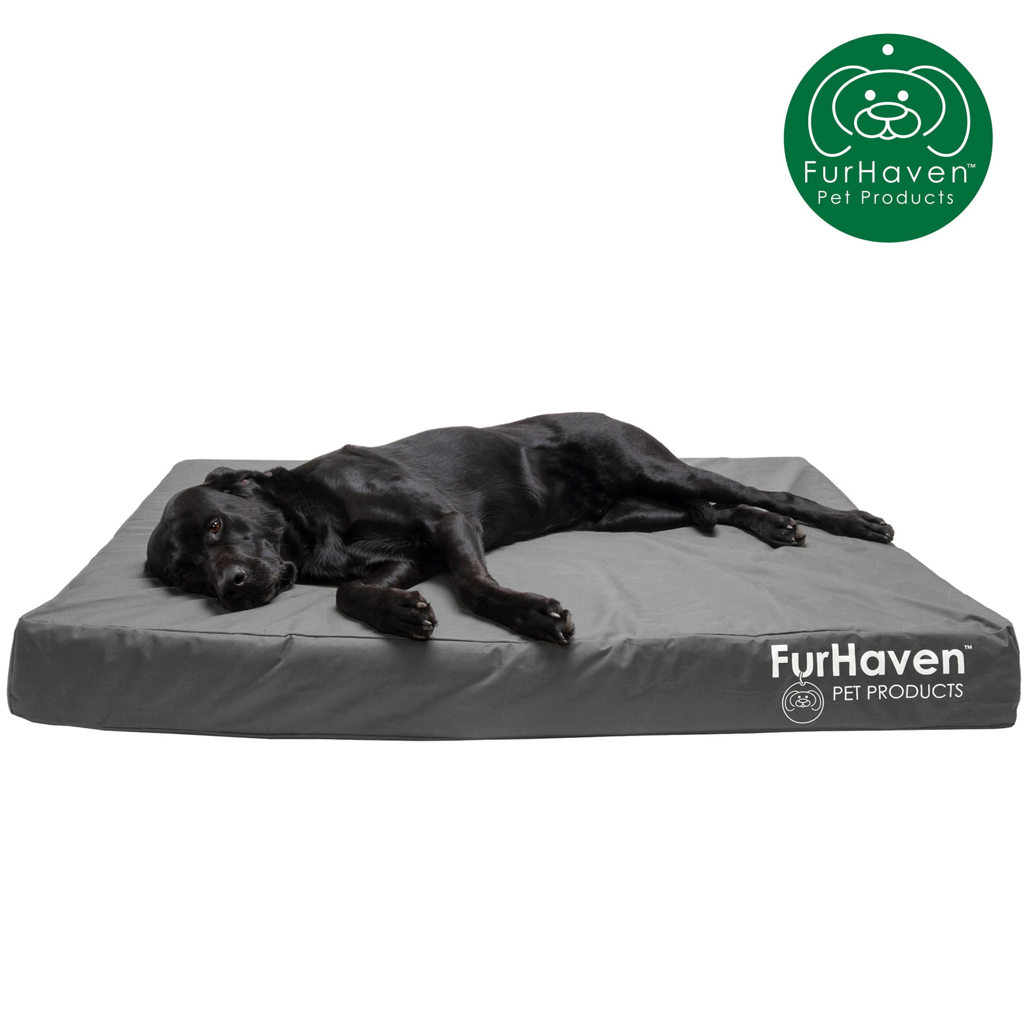 FurHaven | Deluxe Convolute Orthopedic Oxford Indoor/Outdoor Water-Resistant Pet Bed for Dogs and Cats， Stone Gray， Jumbo Plus