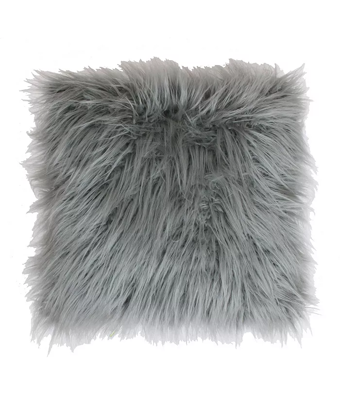 THRO Keller Faux Mongolian Reverse To Micromink Pillow， 16