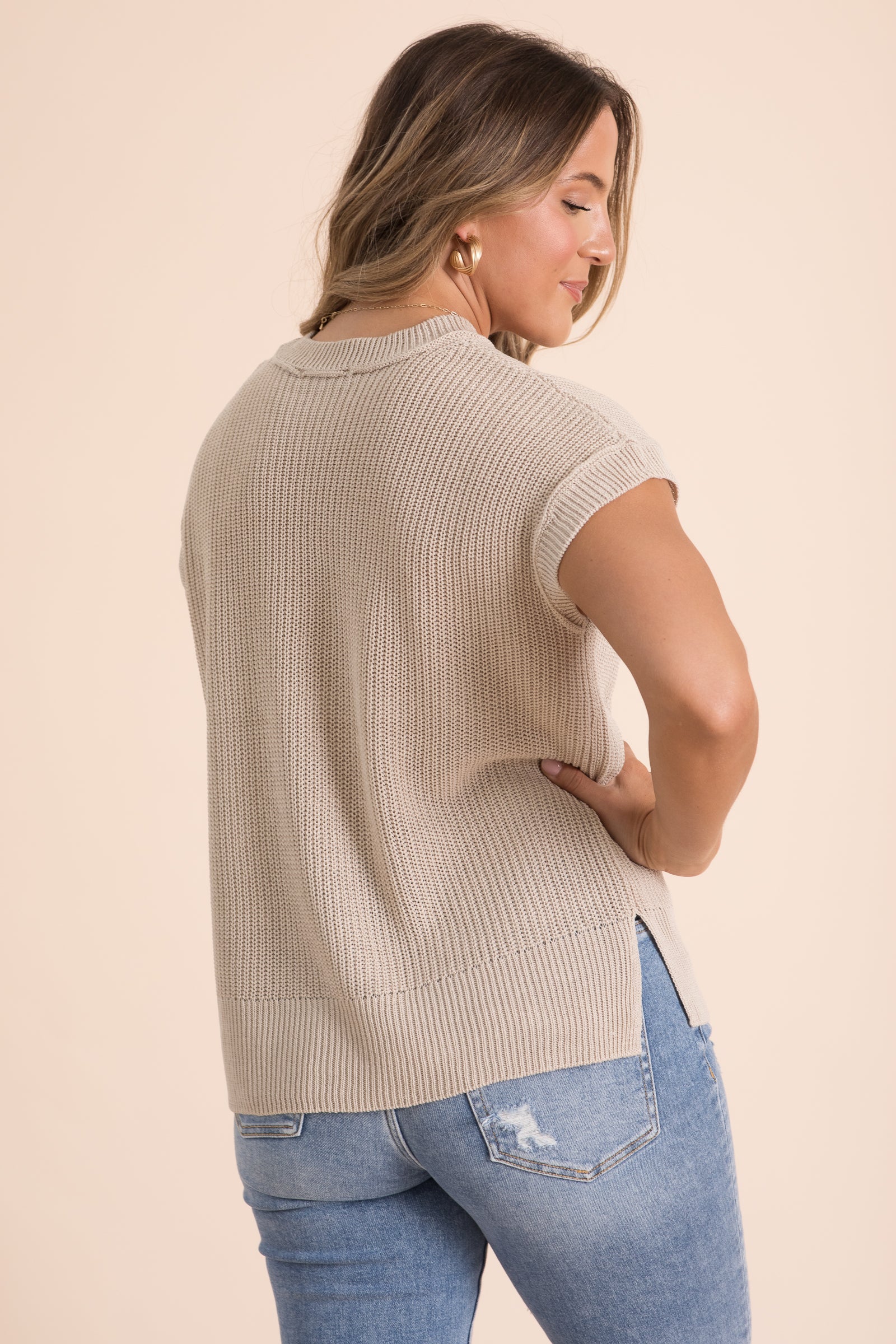 Oversized Crewneck Sweater Knit Top