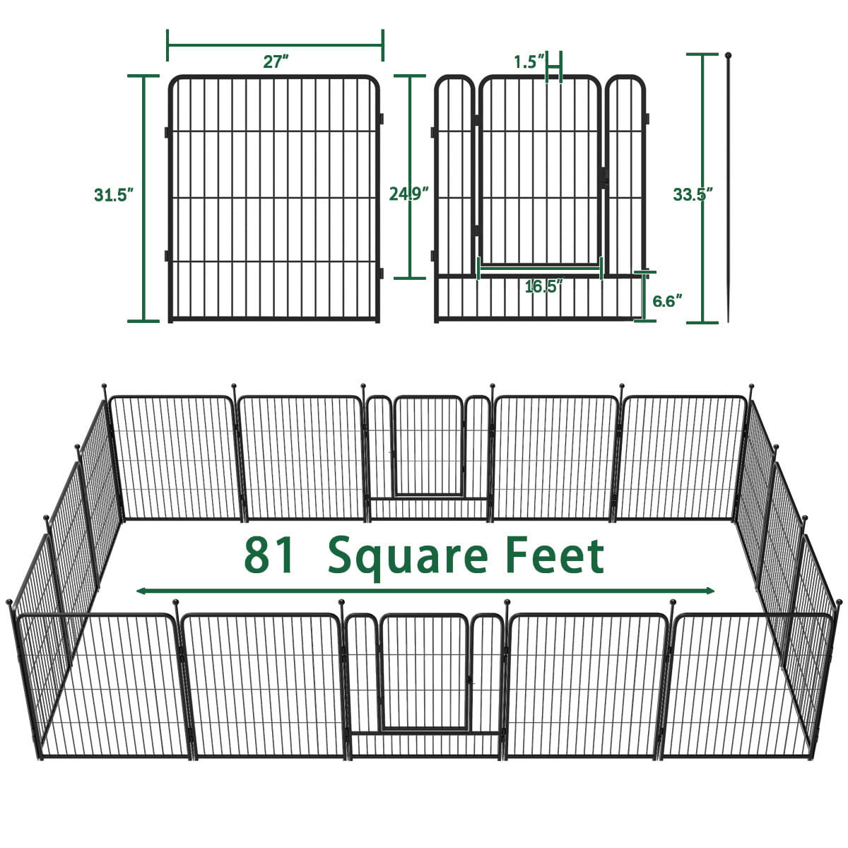 FXW Rollick Dog Playpen， 16 Panels Dog Pen 32