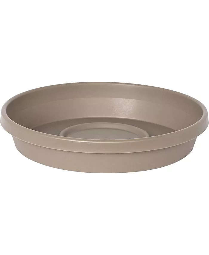 Bloem Terra Round Plastic Saucer for Planters， Pebble Stone， 16 inches