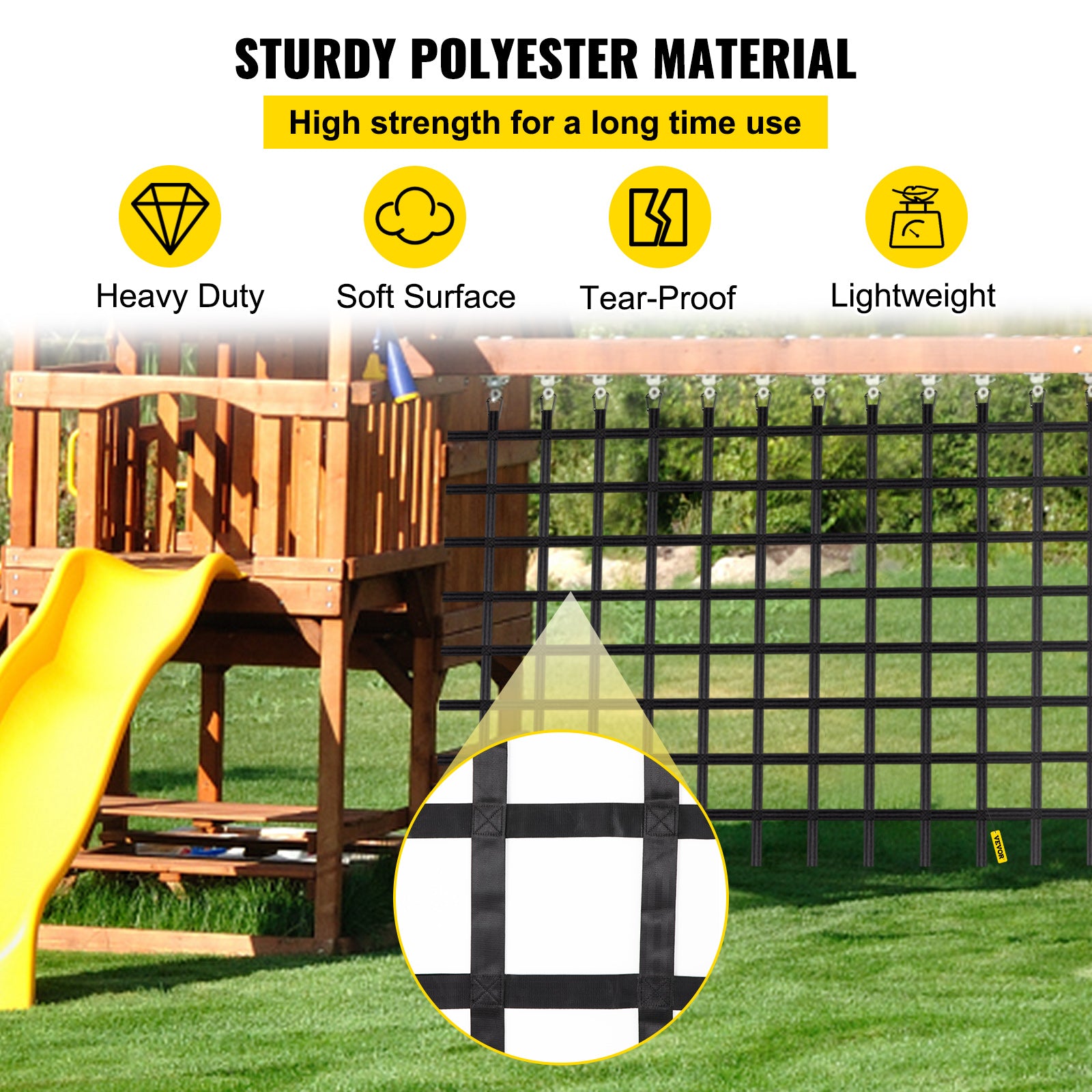 VEVOR Climbing Cargo Net Climbing Net 10' x 8' Playground Rope Ladder Swingset