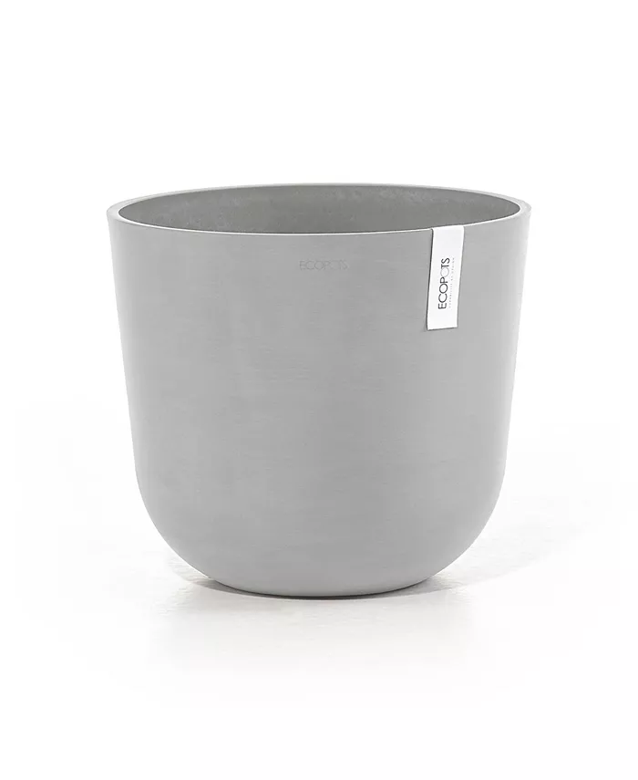 ECOPOTS Oslo Plastic Flower Pot， White Grey， 14