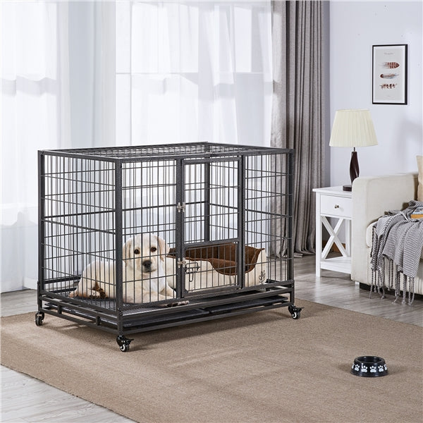 Heavy Duty Collapsible Dog Kennel and Crate Pet Playpen Indoor Outdoor Black