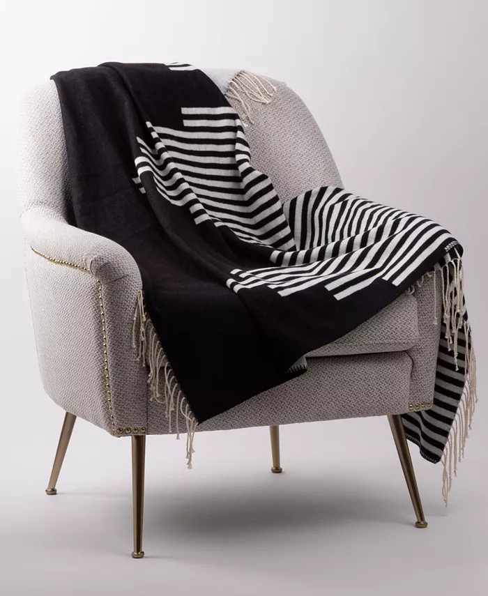 Glitzhome Fringed Geometric Jacquard Woven Cotton Throw， 50