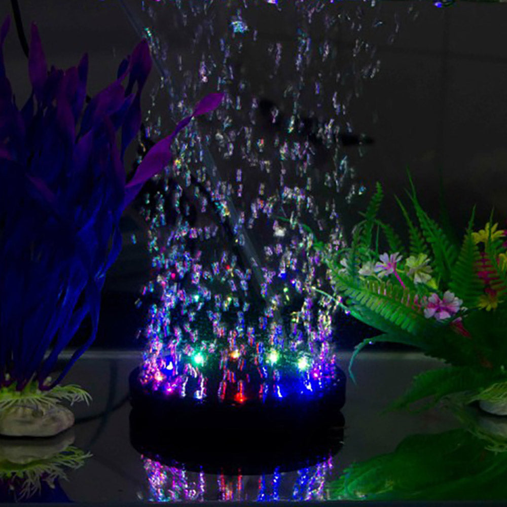 Aquarium Underwater LED Light Air Bubble Stone Colorful For Fish Tank Round Lamp With 12 Color Changing LED Light