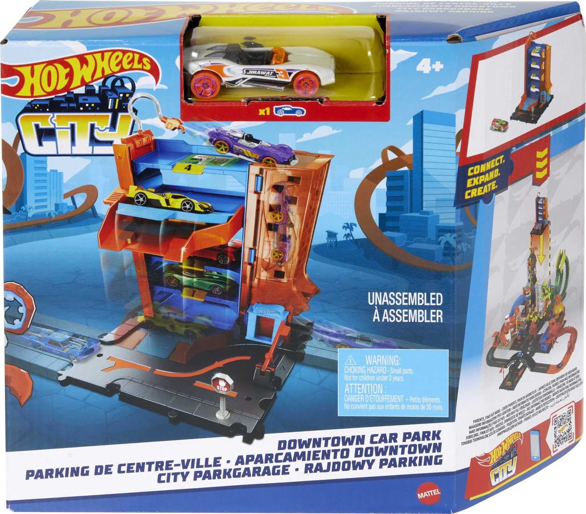 Hot Wheels City Downtown Car Park Playset， Gift for Kids Ages 4 to 8