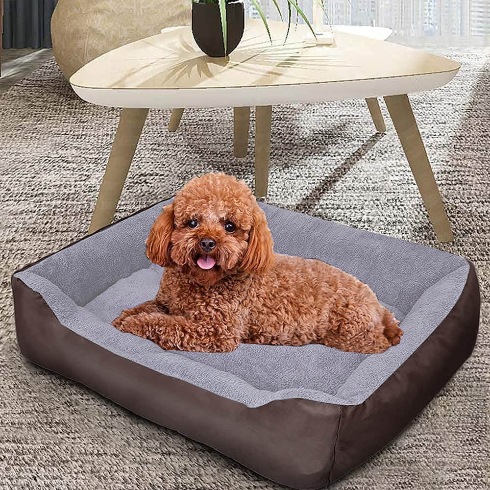 AEDILYS Small Dog Beds， Rectangle Washable Pet Bed with Firm Breathable for Cats， Sleeping Orthopedic Small Beds(Brown)
