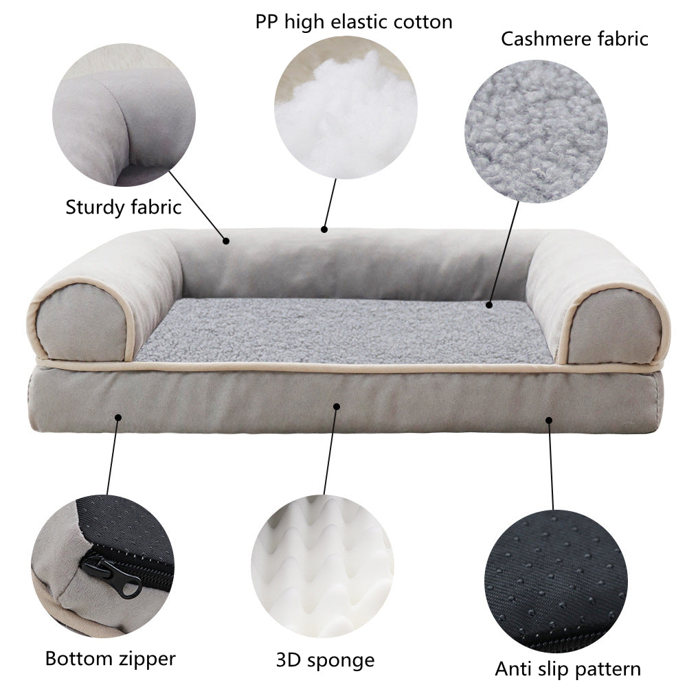KDG PET Orthopedic Dog Bed Waterproof Pet Sofa with Removable Washable Cover，  Bolster Dog Couch for Extra Large Dogs up to100 lbs Grey
