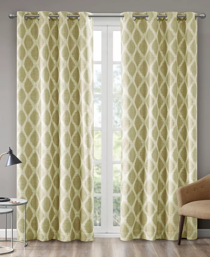 SunSmart Blakesley Ogee Ikat-Print Blackout Window Panel， 50