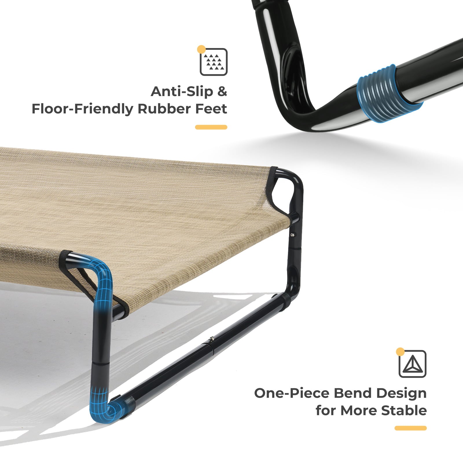 Veehoo Original Cooling Elevated Dog Bed， Raised Dog Cot with Washable Mesh， Medium， Beige Coffee