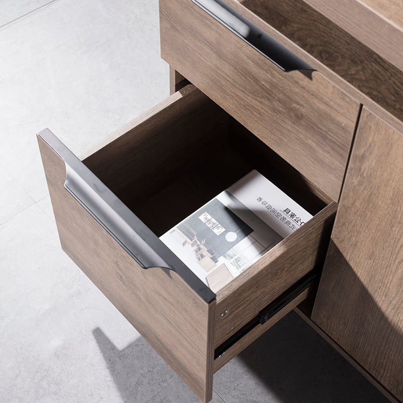 KELLEN Executive Desk with Left Return 1.6-1.8M - Warm Oak & Black