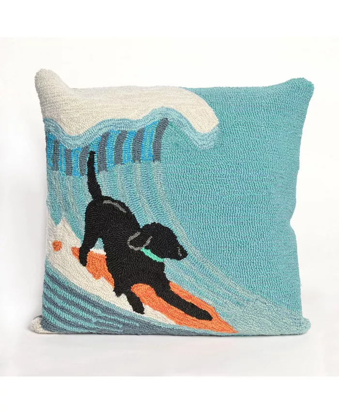 Liora Manne' Liora Manne Frontporch Surfing Dog Indoor， Outdoor Pillow - 18