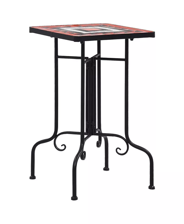vidaXL Mosaic Side Table Terracotta and White Ceramic