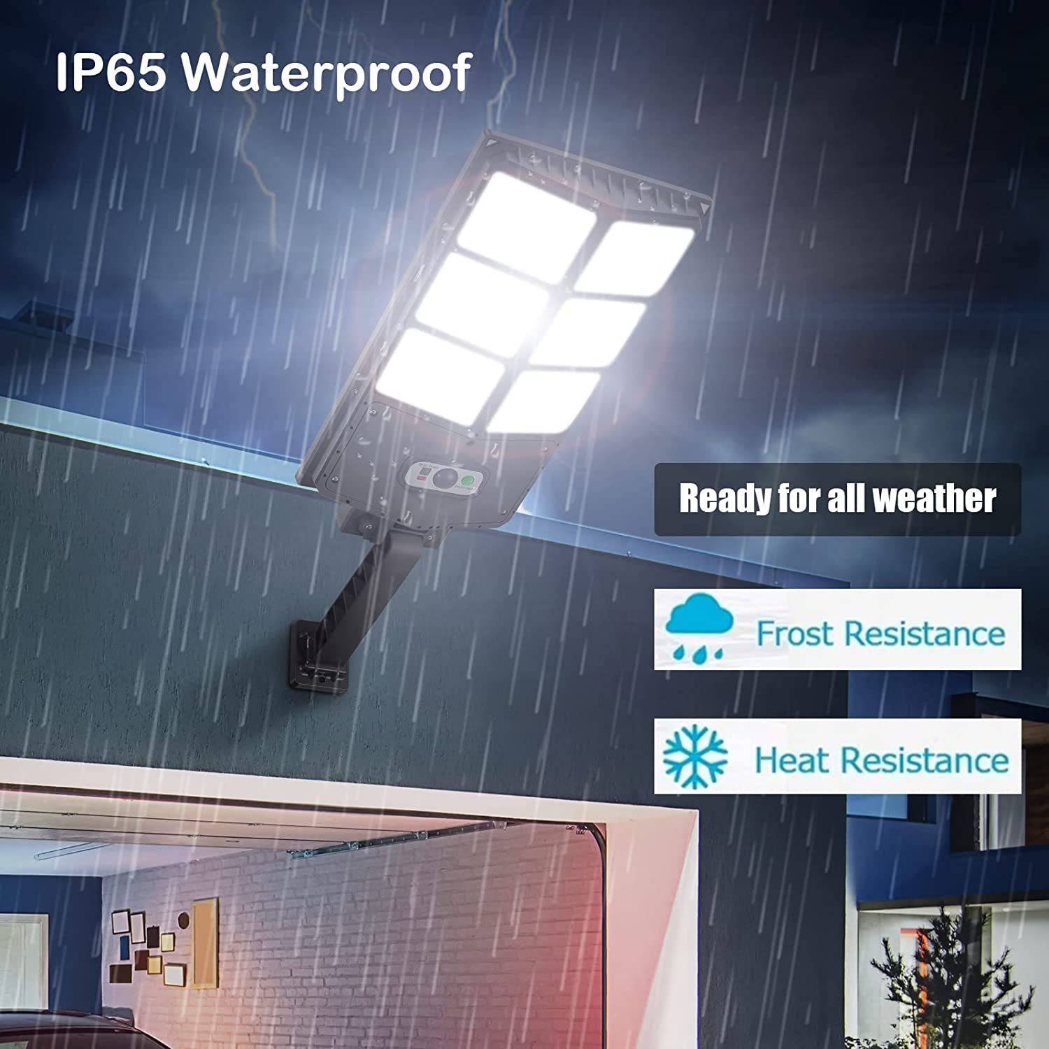 HSC 150W Solar Lights Outdoor， 3 Modes Led Solar Wall Light Motion Sensor with Remote Control， 8000LM IP65 Waterproof Solar Flood Lights Lamp for Yard， Garden， Path， Parking lot