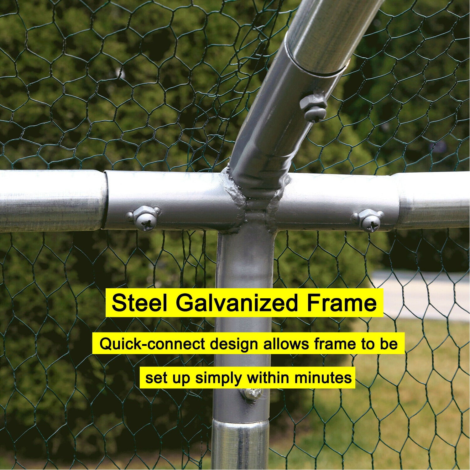 10x10ft Walk in Large Metal Chicken Coop Run Backyard Hen House Poultry Rabbit Cage