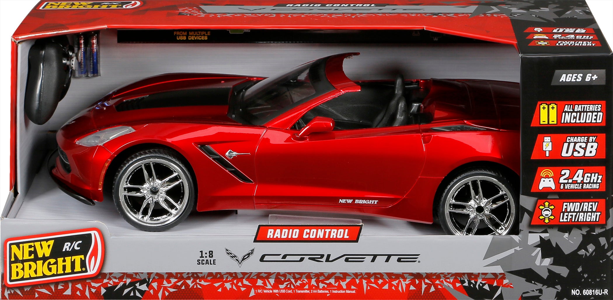 New Bright (1:8) Corvette Battery Radio Control Sports Car， 60816U-R