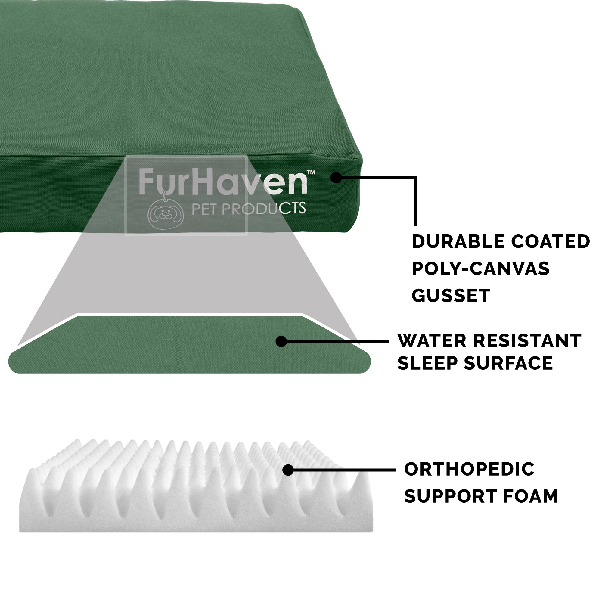 FurHaven | Deluxe Convolute Orthopedic Oxford Indoor/Outdoor Water-Resistant Pet Bed for Dogs and Cats， Forest， Jumbo