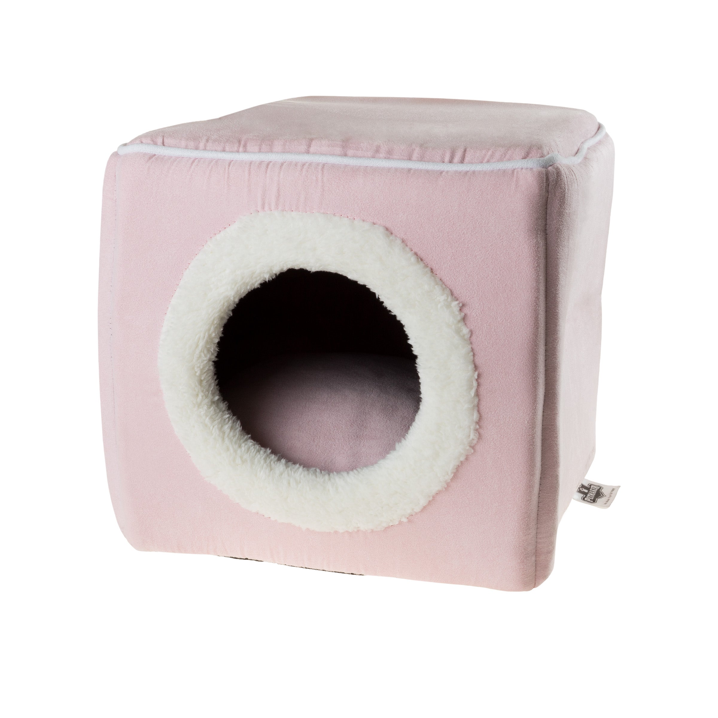 Cat House - Indoor Bed with Removable Foam Cushion - Cat Cave for Puppies， Rabbits， Guinea Pigs， Hedgehogs， and Other Small Animals by PETMAKER (Pink)
