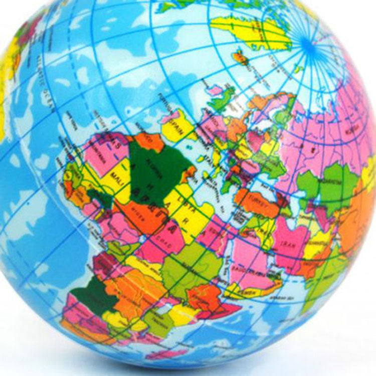 Earth Globe Stress Relief Bouncy Foam Ball Kids World Atlas Geography Map