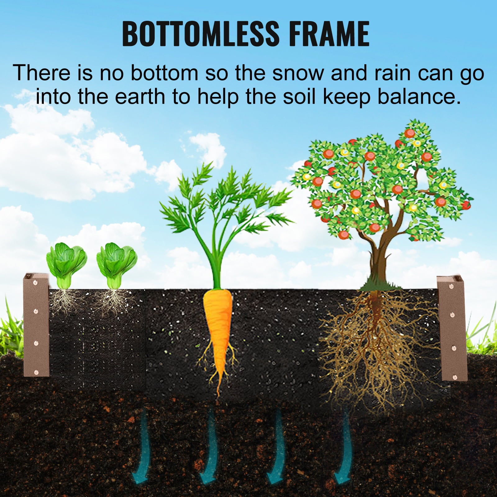 VEVORbrand Raised Metal Garden Bed, 48"x24"x10" Steel Garden Bed Square Garden Planter Box, Brown Steel Plant Raised Garden Bed Kit, Compost Garden Bed for Outdoor