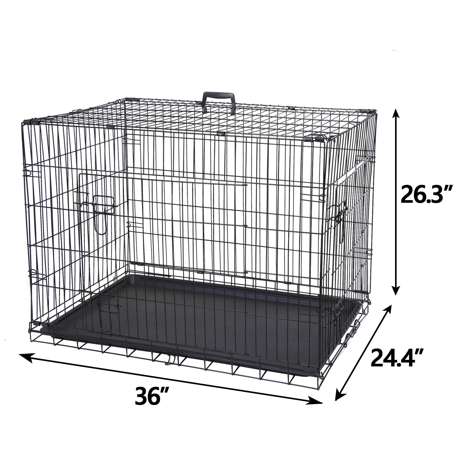 HomGarden 36’’ Foldable Dog Crate Kennel Double Door Steel Dog Cage， Black