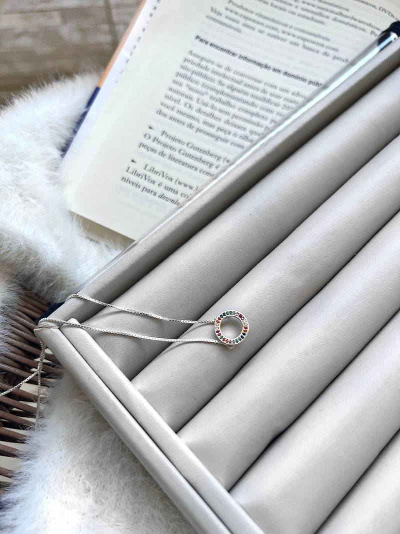 Colar Pingt. Círculo Cravej. (Inspiração Pandora)